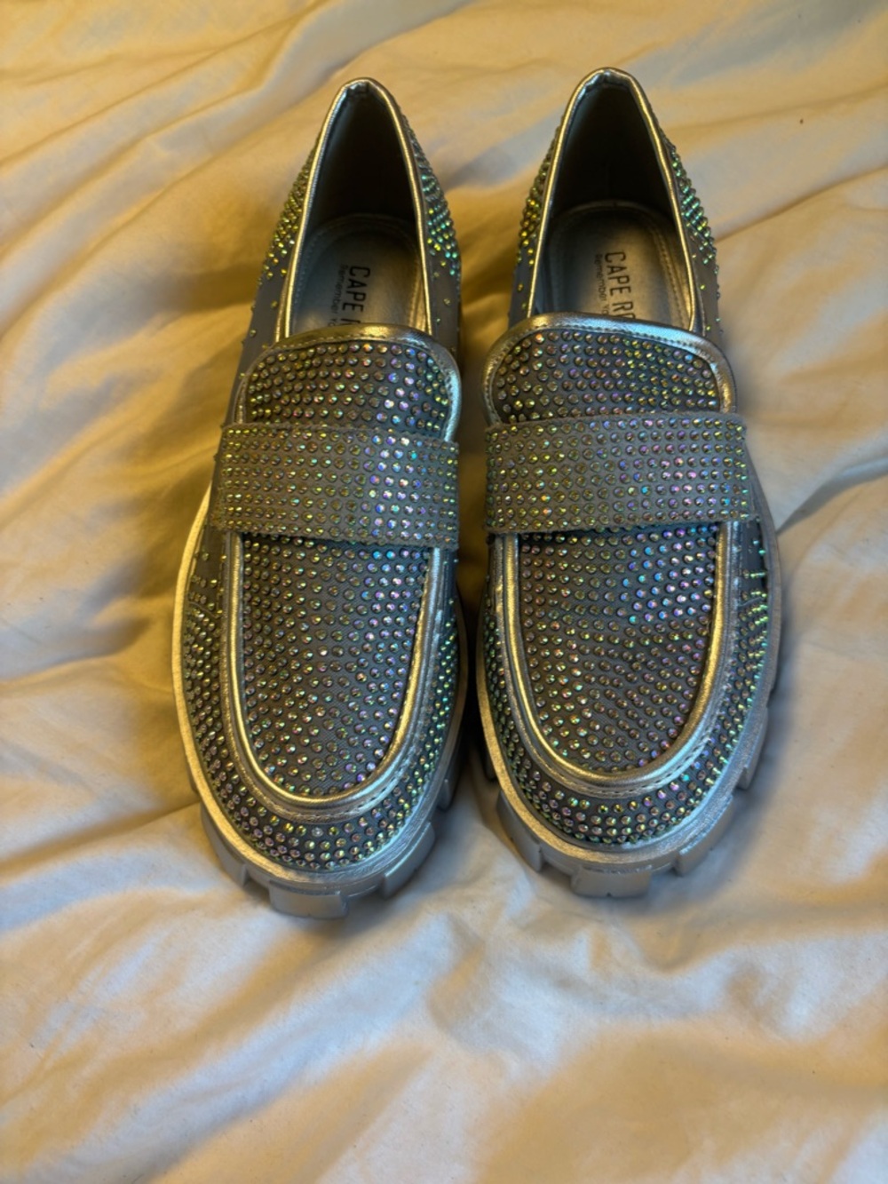 Cape Robbin Iridescent Rhinestone Chunky Loafers